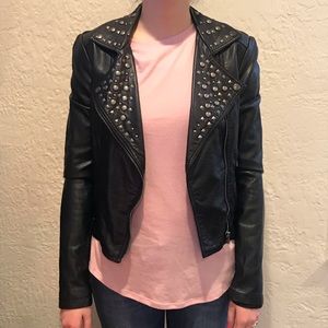 RD Style Black faux leather studded leather jacket